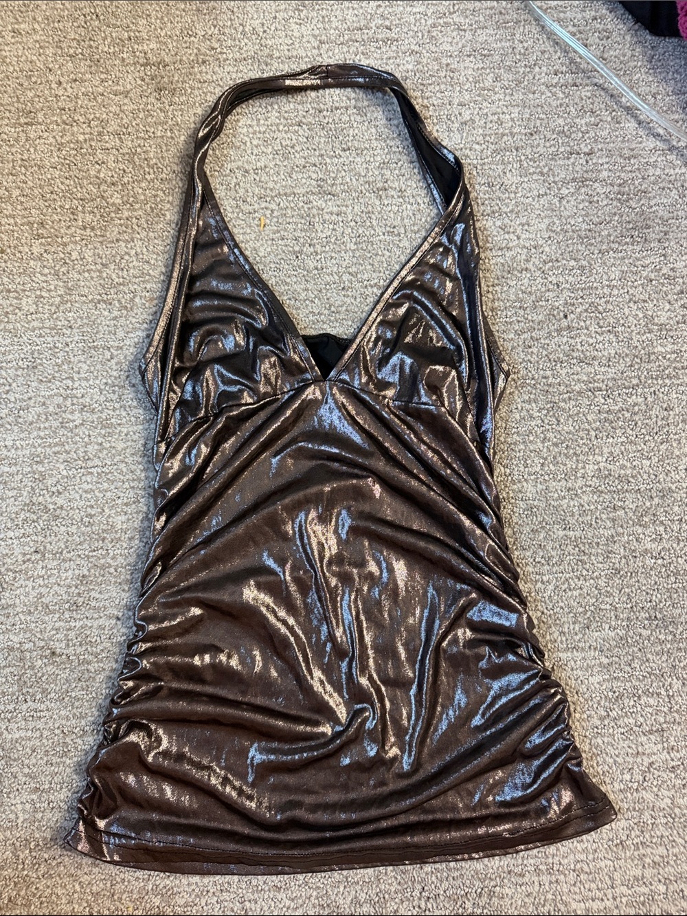 Shimmery Silver Halter Top